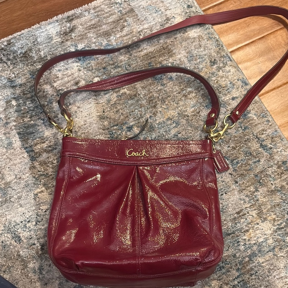 Coach Ashley Patent Red Leather Bag